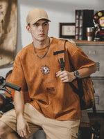 Retro Loose-fit Suede T-shirt