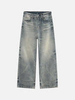Retro Whiskered Washed Denim Jeans