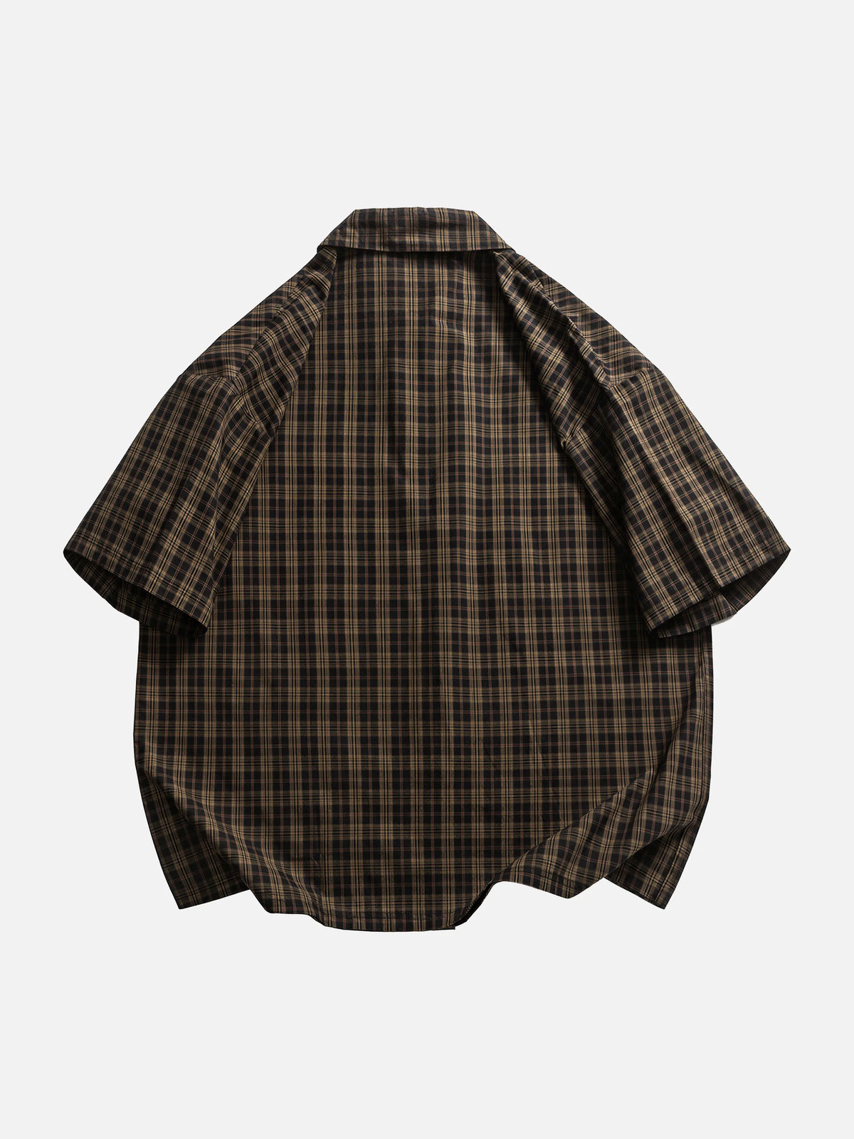 Oversized Plaid Short-sleeve Work Shirt