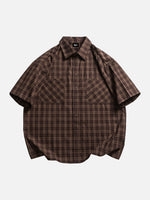 Oversized Plaid Short-sleeve Work Shirt