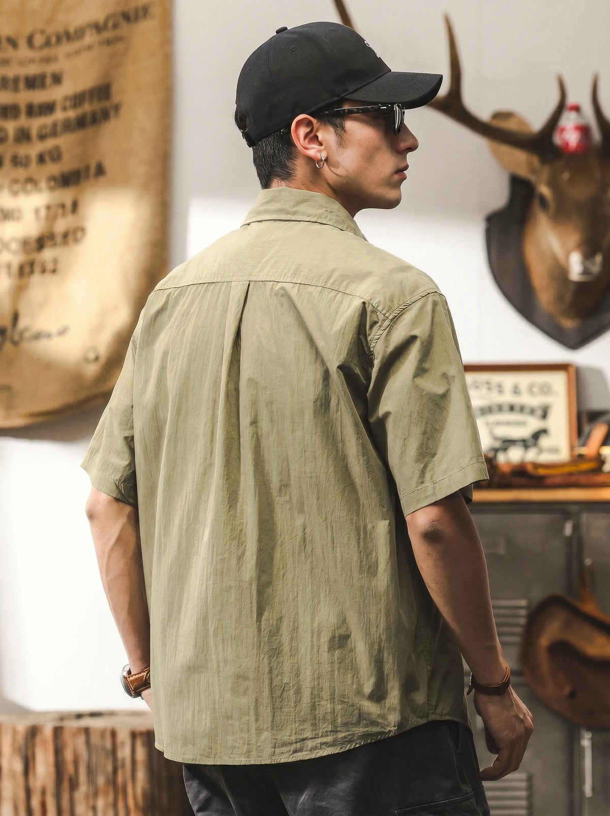 American Retro Workwear-style Loose-fit Functional Shirt