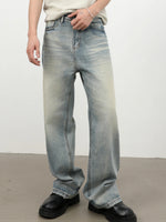 Retro Whiskered Washed Denim Jeans