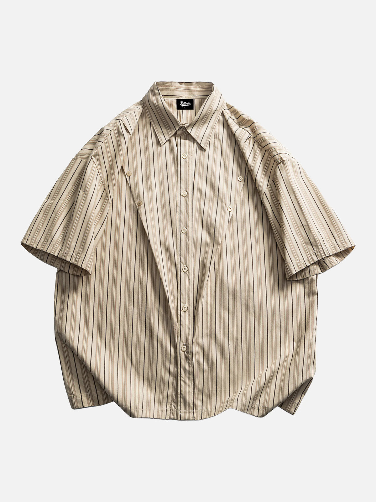 Oversized Striped Short-sleeve Work Shirt