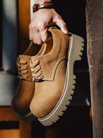 Height-increasing Commuter Work Shoes — Round-toe Leather Footwear