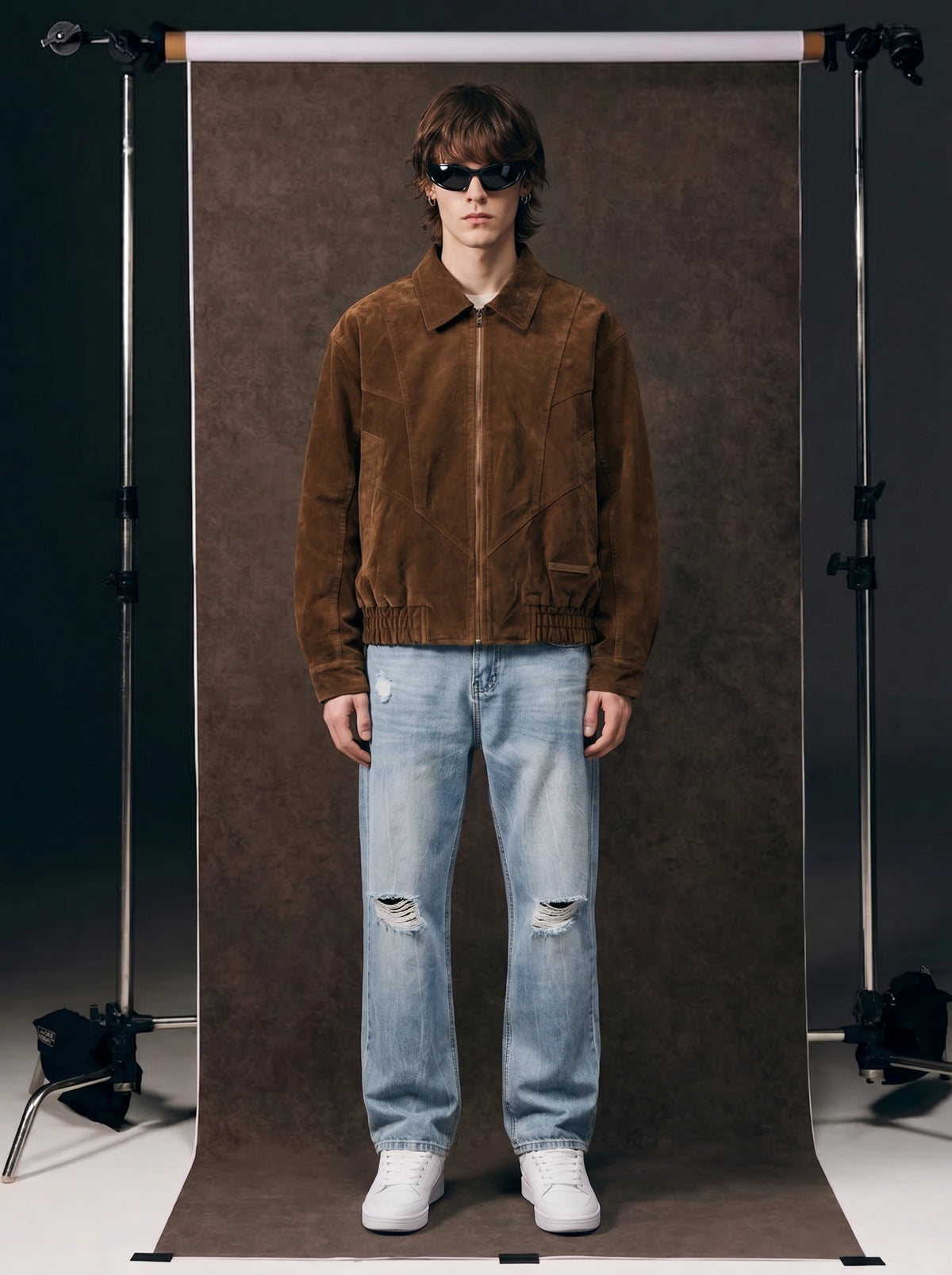 Retro Waist-defining Suede Jacket