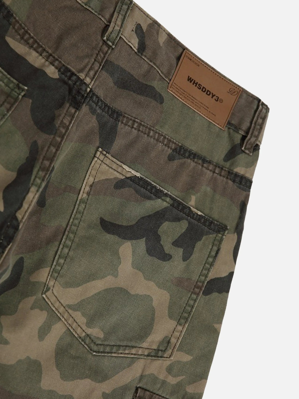 Retro Washed Distressed Camouflage Cargo Pants