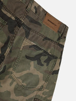 Retro Washed Distressed Camouflage Cargo Pants