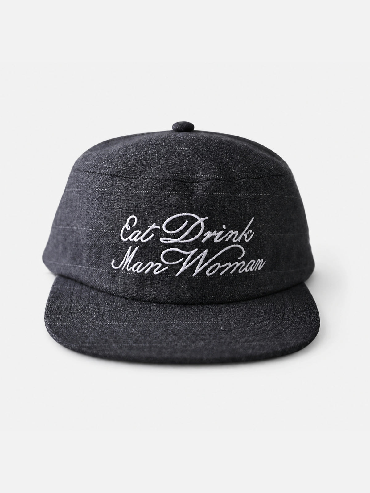 Letter-embroidered Flat-top, Flat-brim Hat