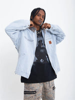 American-style Washed, Color-blocked Work Jacket
