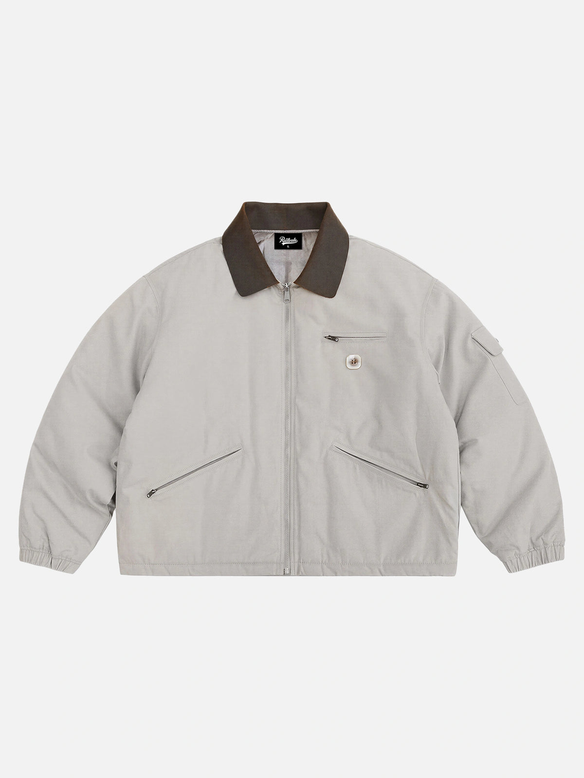 Retro Canvas & Leather-paneled Loose-fit Cotton Workwear Jacket