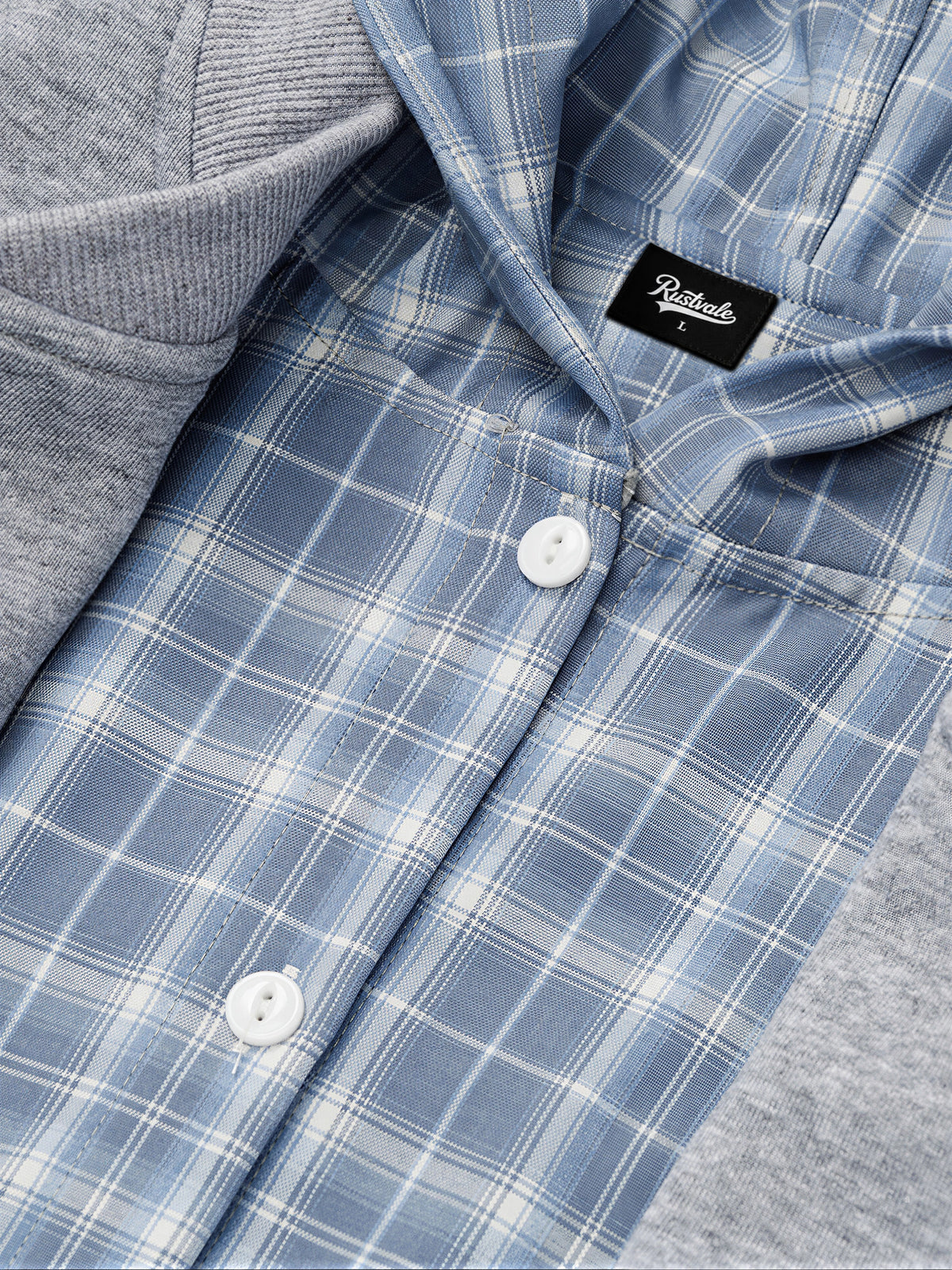 Faux Two-piece Style Loose-fit Plaid Hoodie