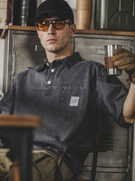 Retro Heavyweight Washed Short-Sleeve Polo Shirt