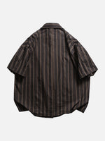 Oversized Striped Short-sleeve Work Shirt