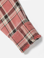Retro Ombré Frayed-hem Plaid Long-sleeve Shirt