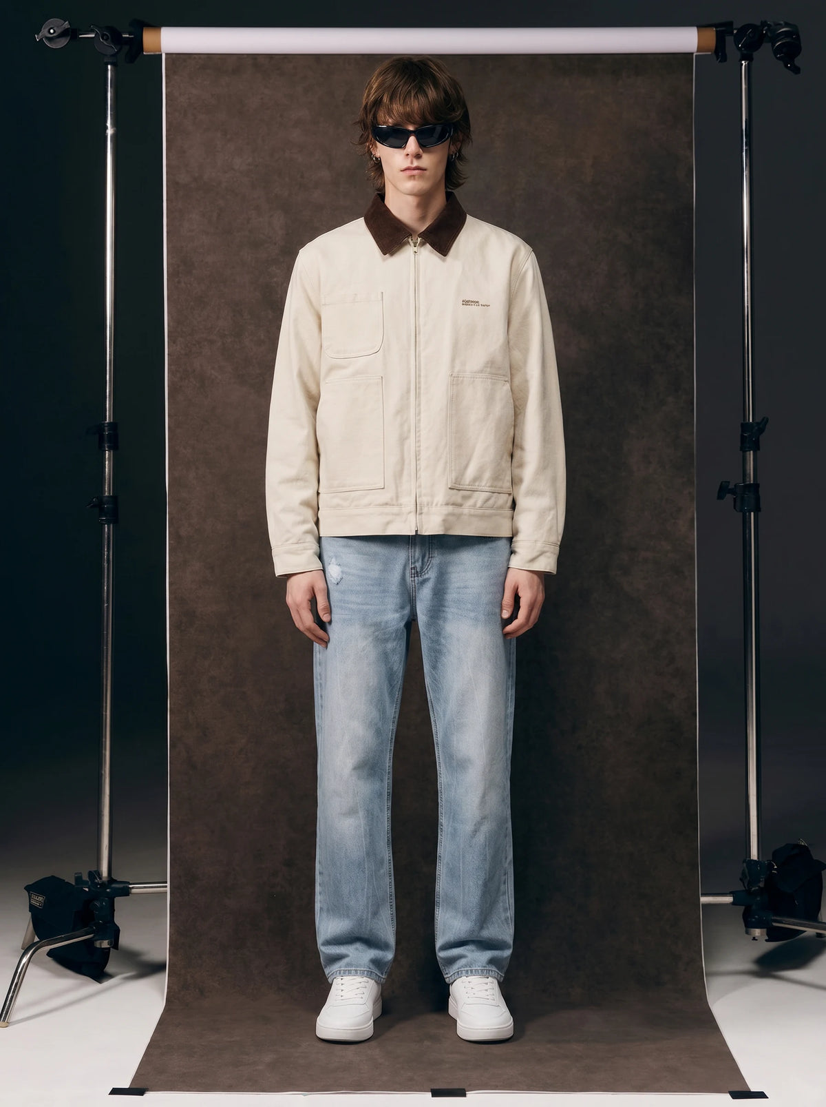 Color-block Lapel Work Jacket