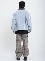 American-style Washed, Color-blocked Work Jacket