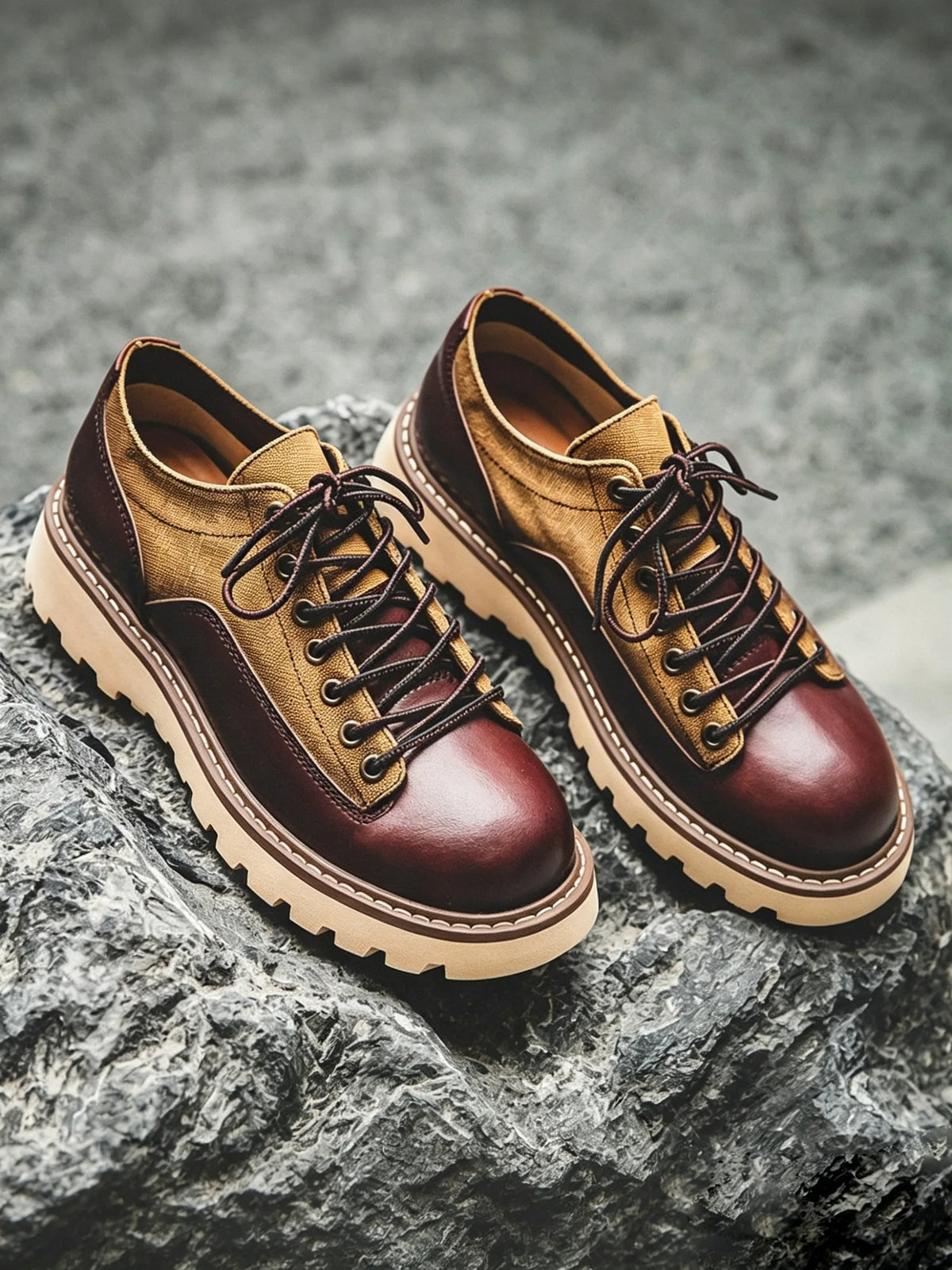 American-style Rugged Yet Refined Round-toe Leather Shoes