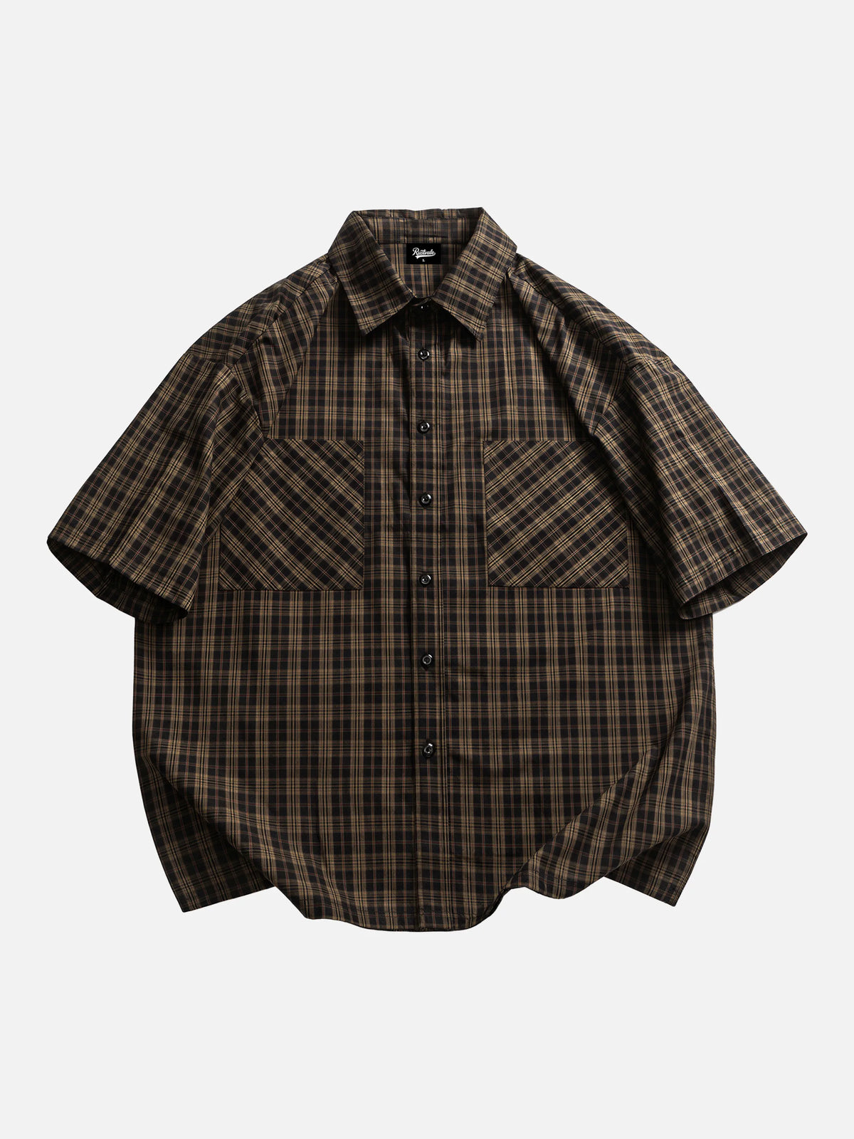 Oversized Plaid Short-sleeve Work Shirt