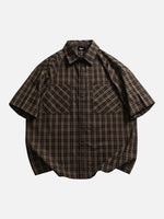 Oversized Plaid Short-sleeve Work Shirt