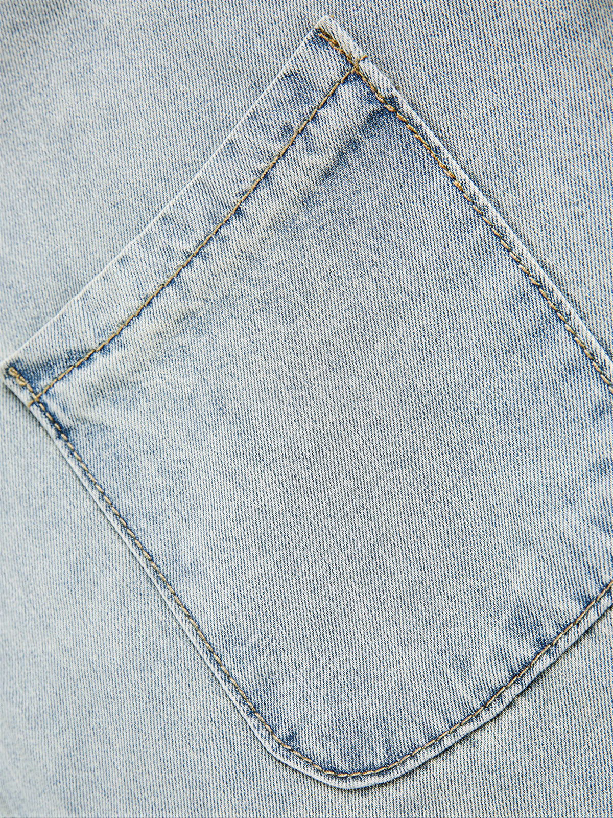 Retro Washed Denim Short-sleeve Shirt