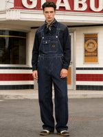 Retro Striped Denim Overalls