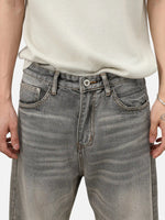 Retro Whiskered Washed Denim Jeans