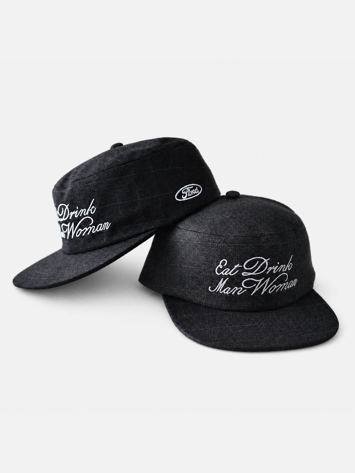 Letter-embroidered Flat-top, Flat-brim Hat
