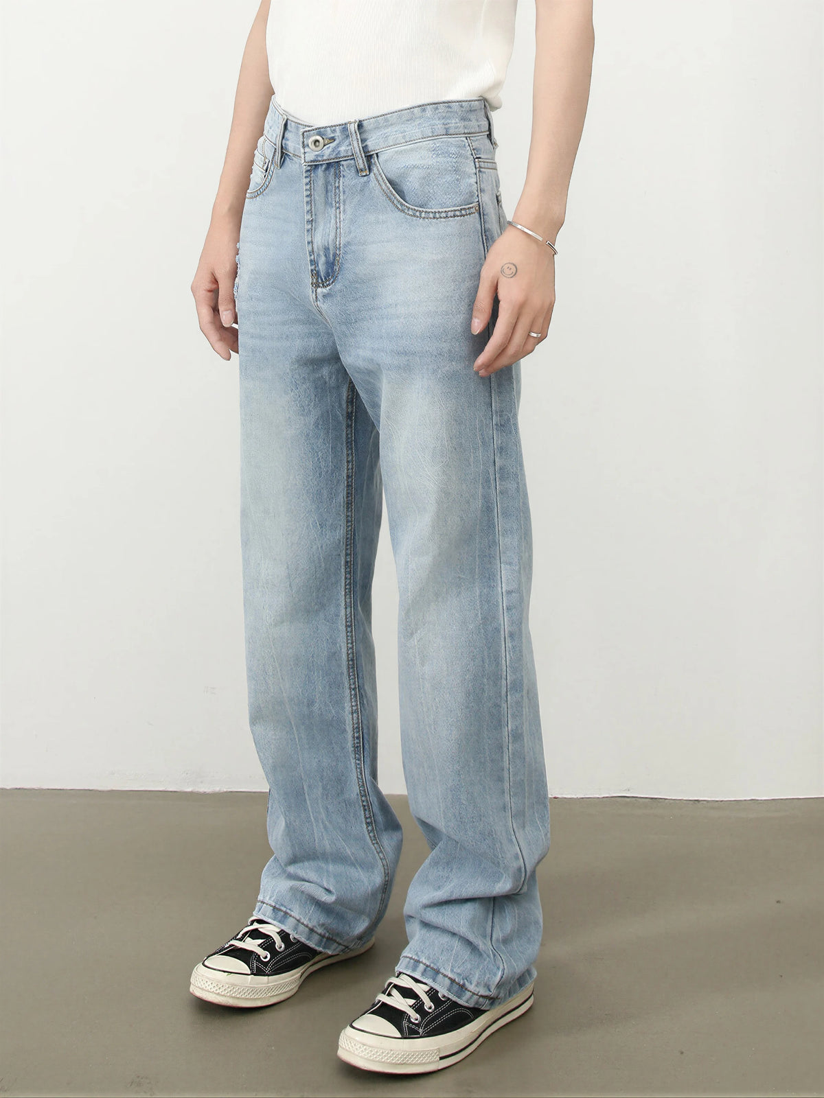 Vintage Washed Blue Distressed Jeans