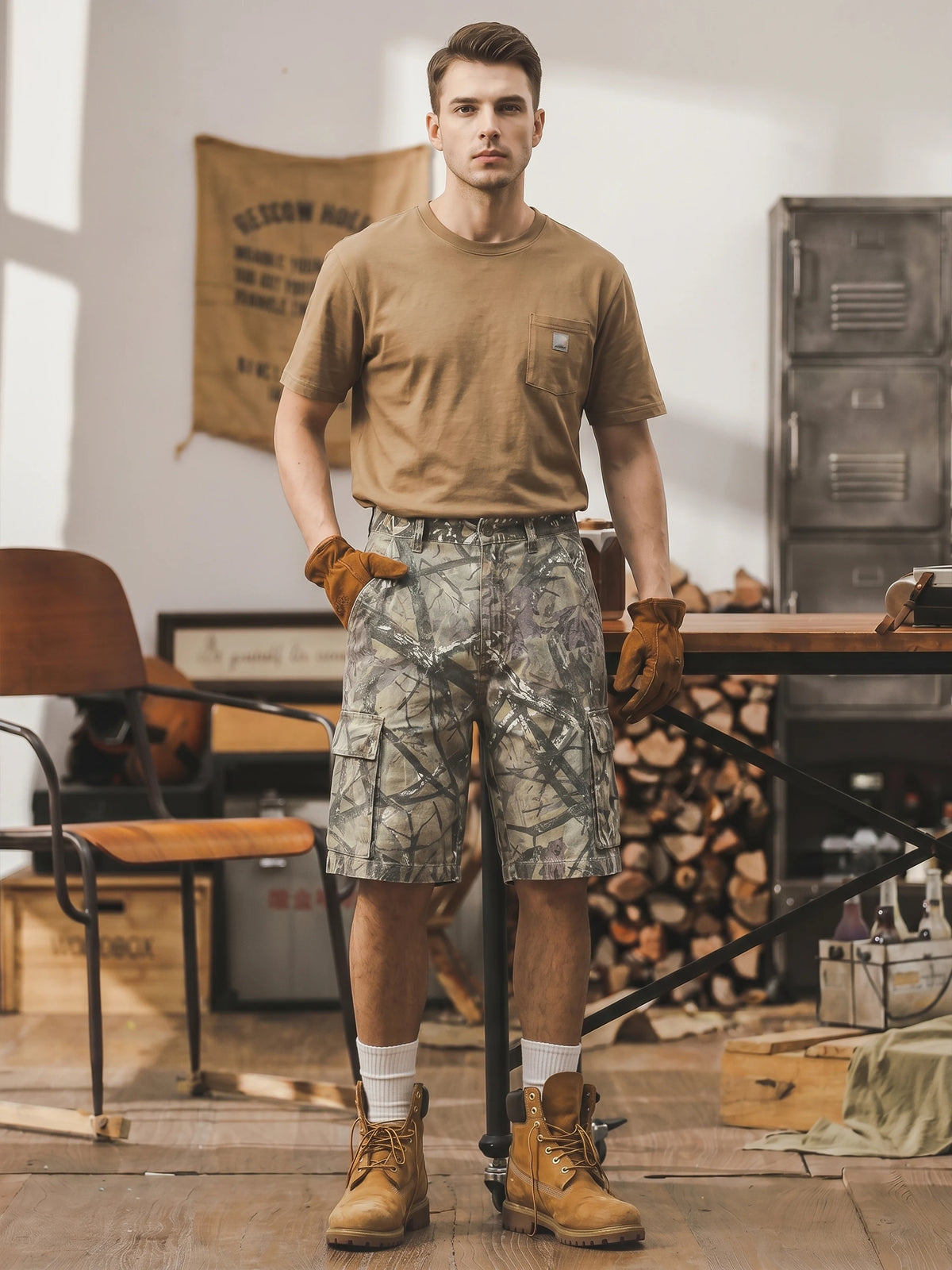 American-Style Camouflage Cargo Shorts