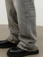 Retro Whiskered Washed Denim Jeans