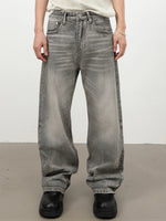 Retro Whiskered Washed Denim Jeans