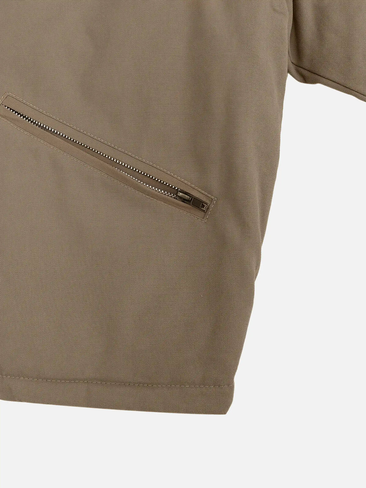 Retro Canvas & Leather-paneled Loose-fit Cotton Workwear Jacket
