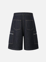 Large-pocket Denim Cargo Shorts