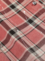 Retro Ombré Frayed-hem Plaid Long-sleeve Shirt