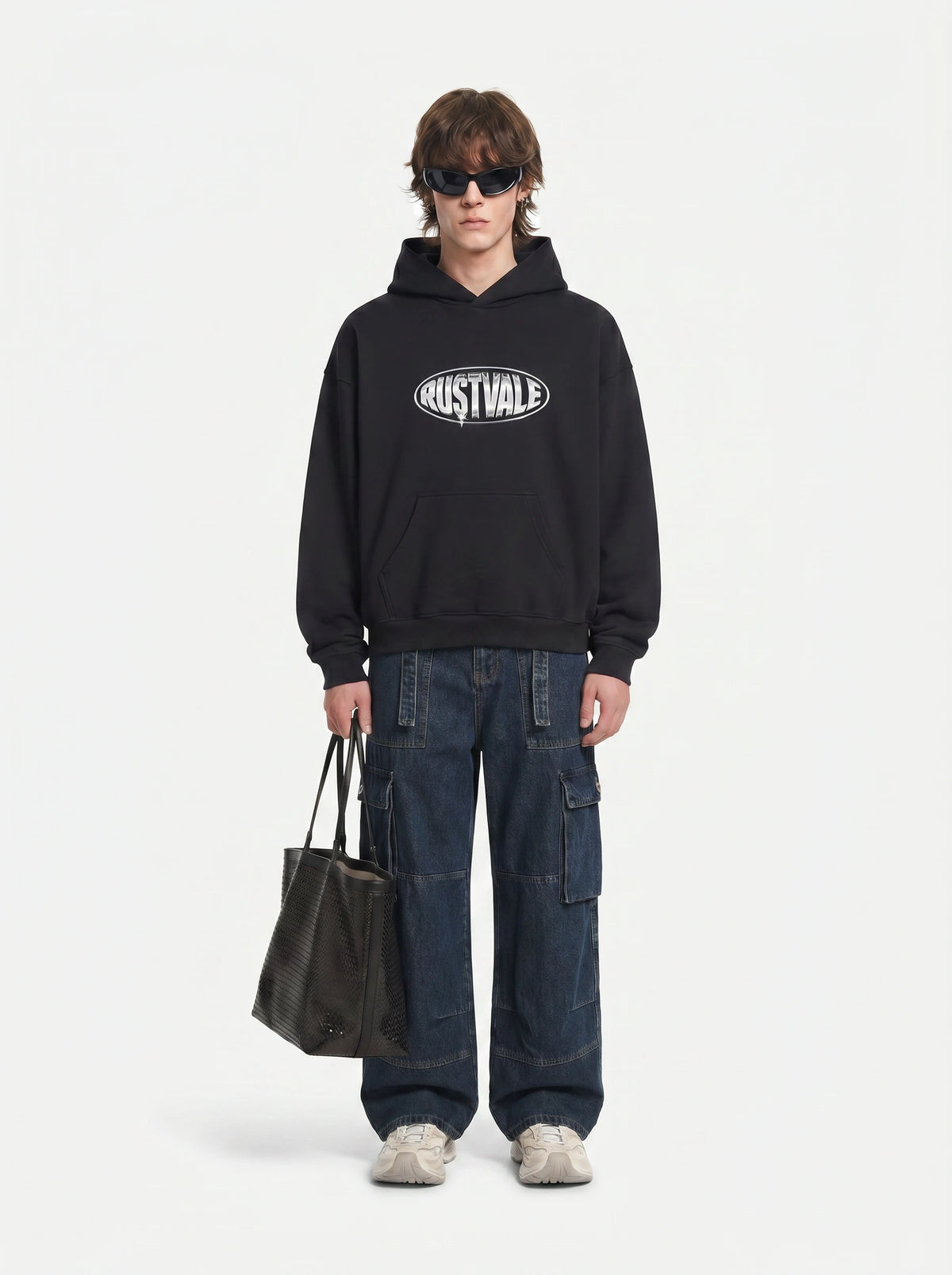 Minimal Metallic Logo Hoodie