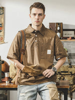 Retro Heavyweight Washed Short-Sleeve Polo Shirt