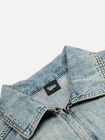 American Retro Washed Blue Distressed Work Jacket