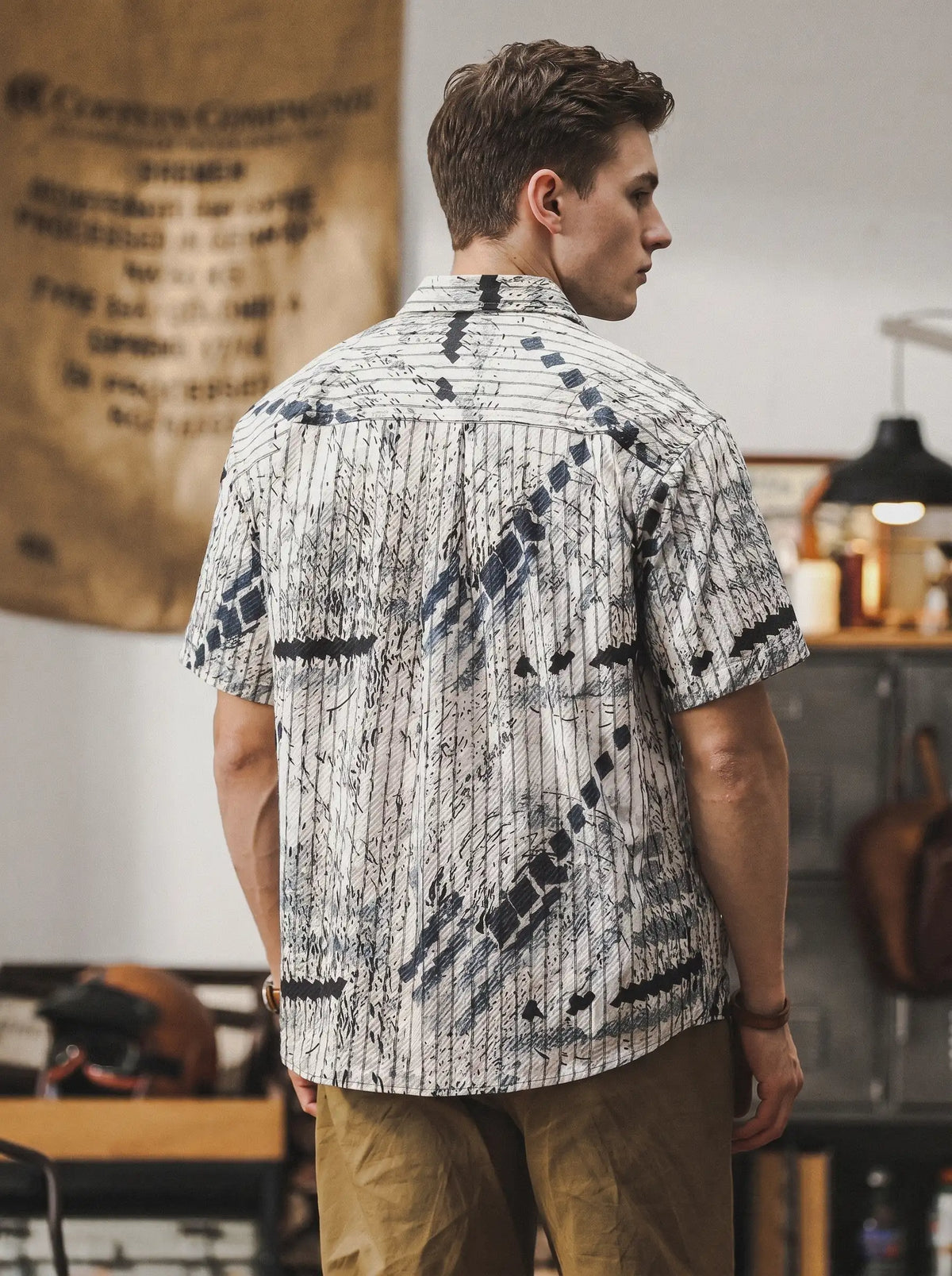 Digital Jacquard Seersucker Short-Sleeve Shirt