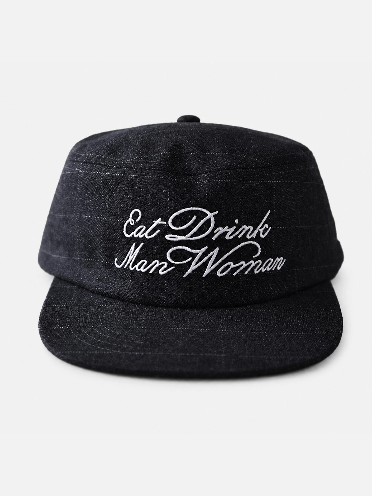 Letter-embroidered Flat-top, Flat-brim Hat