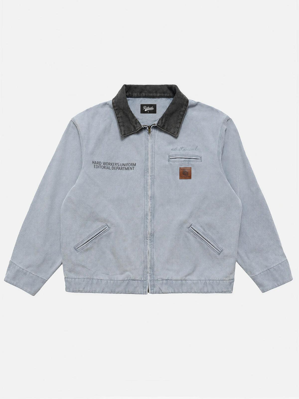 American-style Washed, Color-blocked Work Jacket