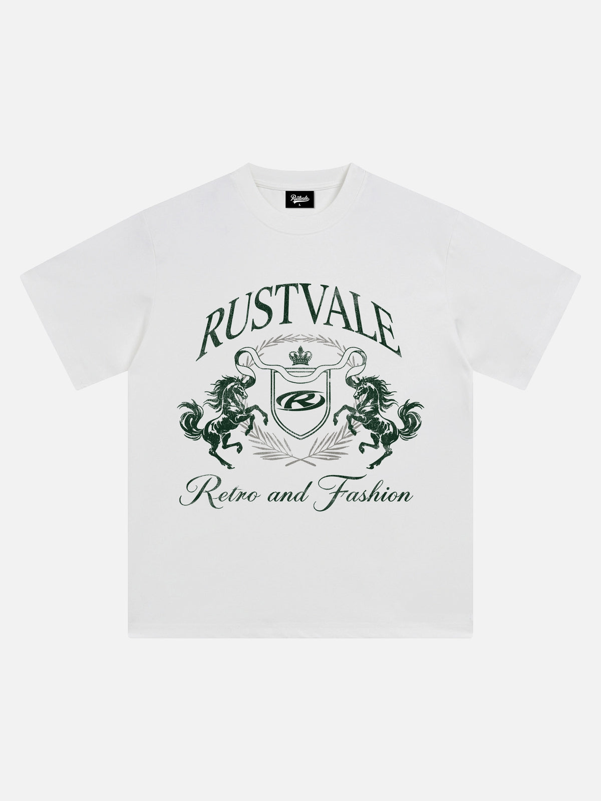 Retro And Fashion Series Double Steed Crest Graphic Tee