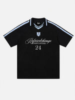 American Retro Color-block Lettering T-shirt