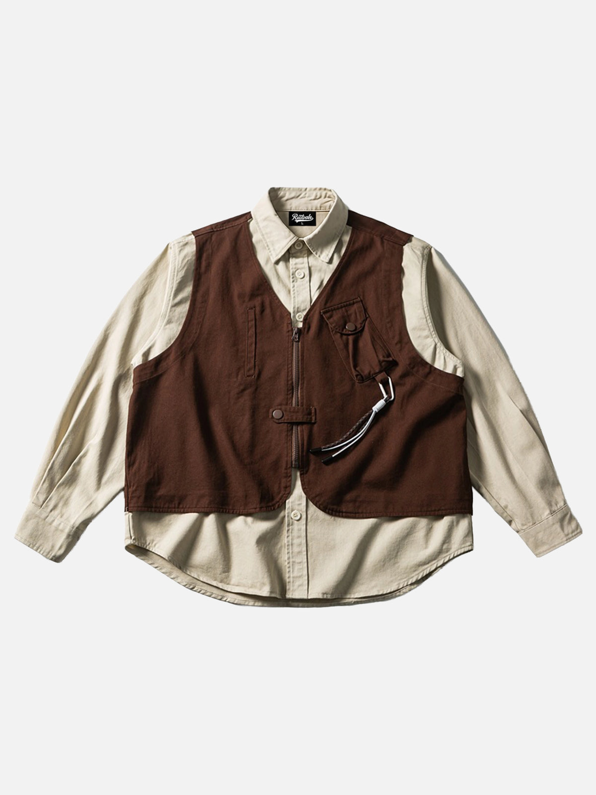 Léine Fhada Faux Dhá Phíosa Techwear Retro