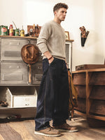 American-style Raw Denim Wide-leg "saber" Straight-fit Jeans