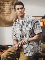 Digital Jacquard Seersucker Short-Sleeve Shirt