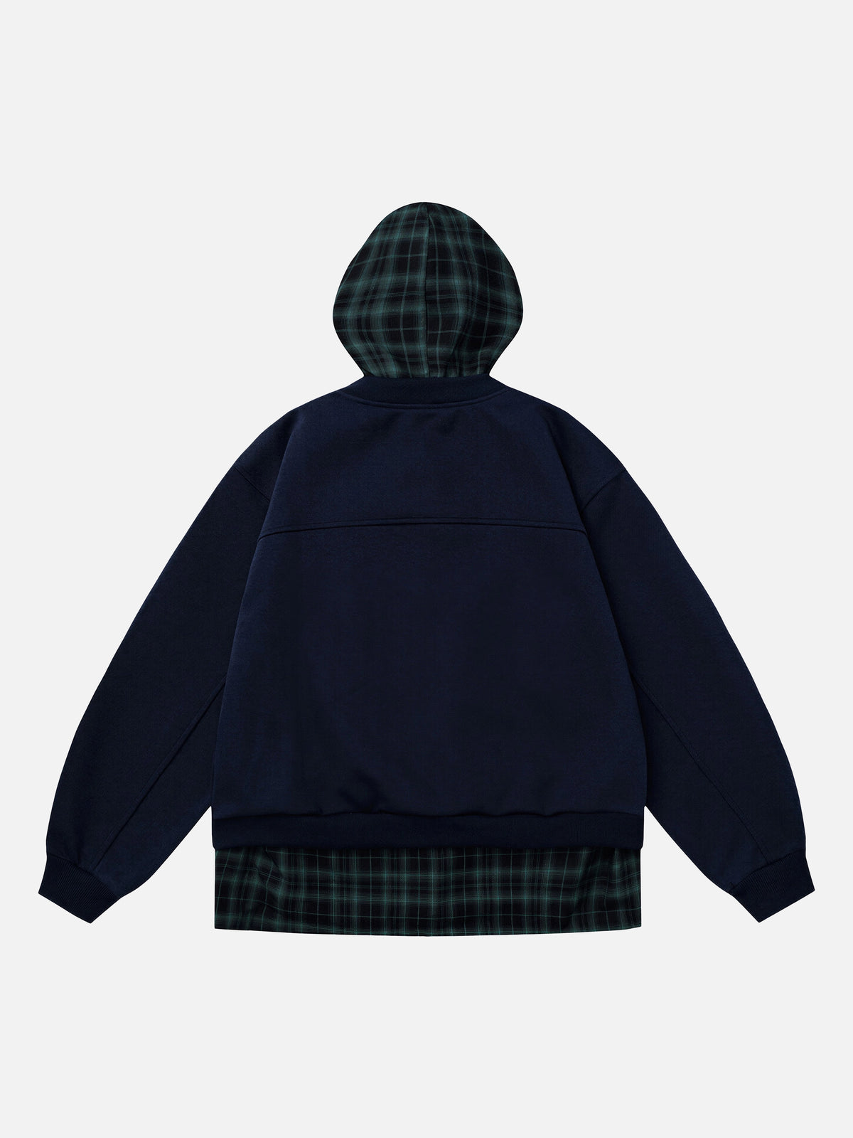 Faux Two-piece Style Loose-fit Plaid Hoodie