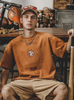 Retro Loose-fit Suede T-shirt
