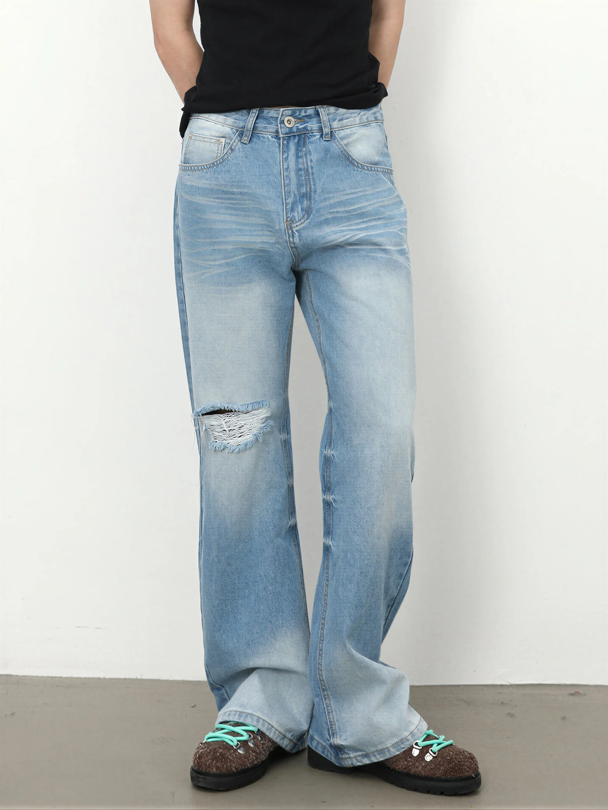 American-style High-street Washed Flared Jeans