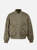 Retro Riveted & Pleated Baseball Jacket