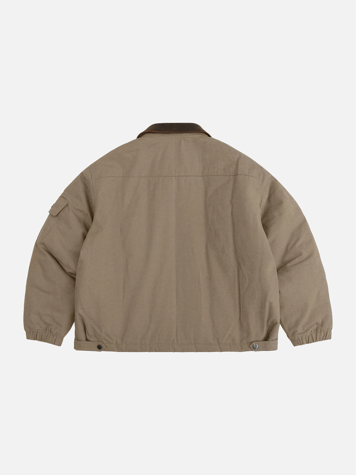 Retro Canvas & Leather-paneled Loose-fit Cotton Workwear Jacket